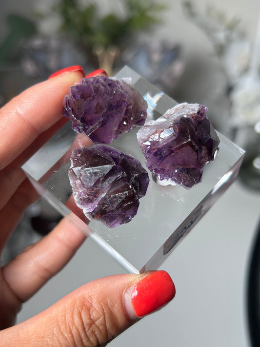 Amethyst Elestial with Red Hematite TRIO 29J