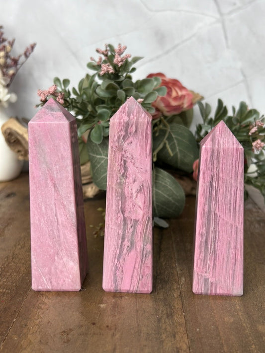 Bubble Gum Rhodonite Towers 77b, 77a, 68a