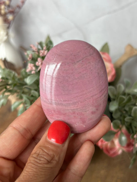 Bubble Gum Rhodonite Palm Stone 34
