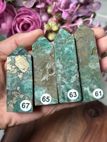 Dioptase and Pyrite Tower
