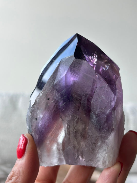 Amethyst Phantom Half Raw Half Polished Point 79