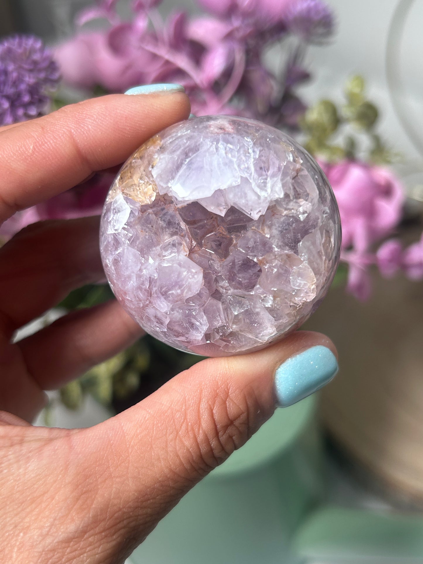 Pink Amethyst Flower Agate Sphere 65a