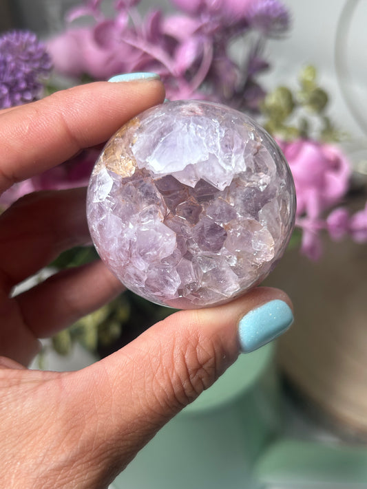Pink Amethyst Flower Agate Sphere 65a