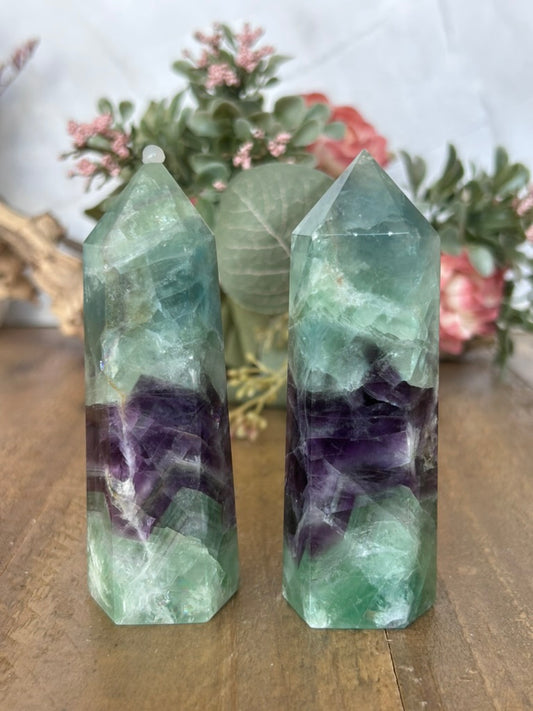 Rainbow fluorite tower