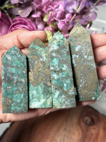 Dioptase and Pyrite Tower