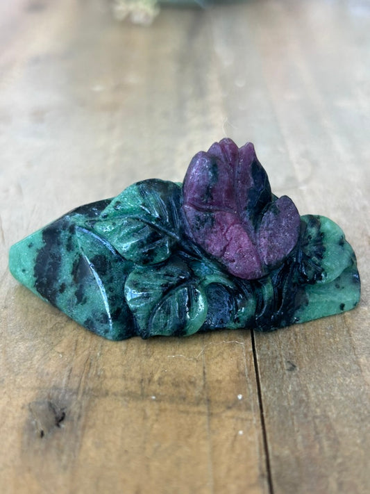 Ruby Zoisite Rose Carving 76