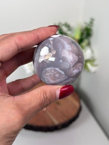 Pink Amethyst Flower Agate Sphere 54