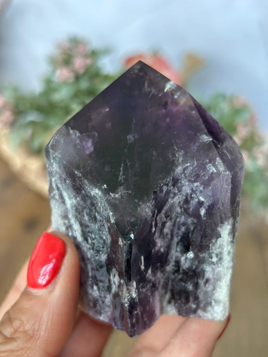 Amethyst Phantom Half Raw Half Polished Point 60