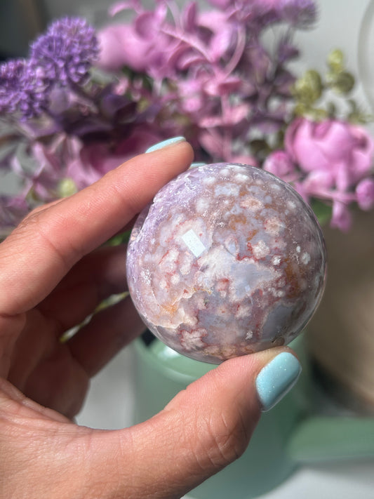 Pink Amethyst Flower Agate Sphere 82