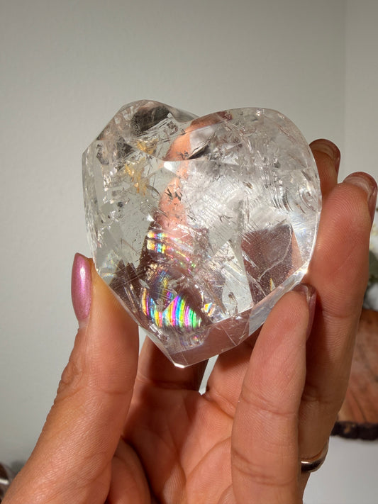 Faceted Clear Quartz Heart 90