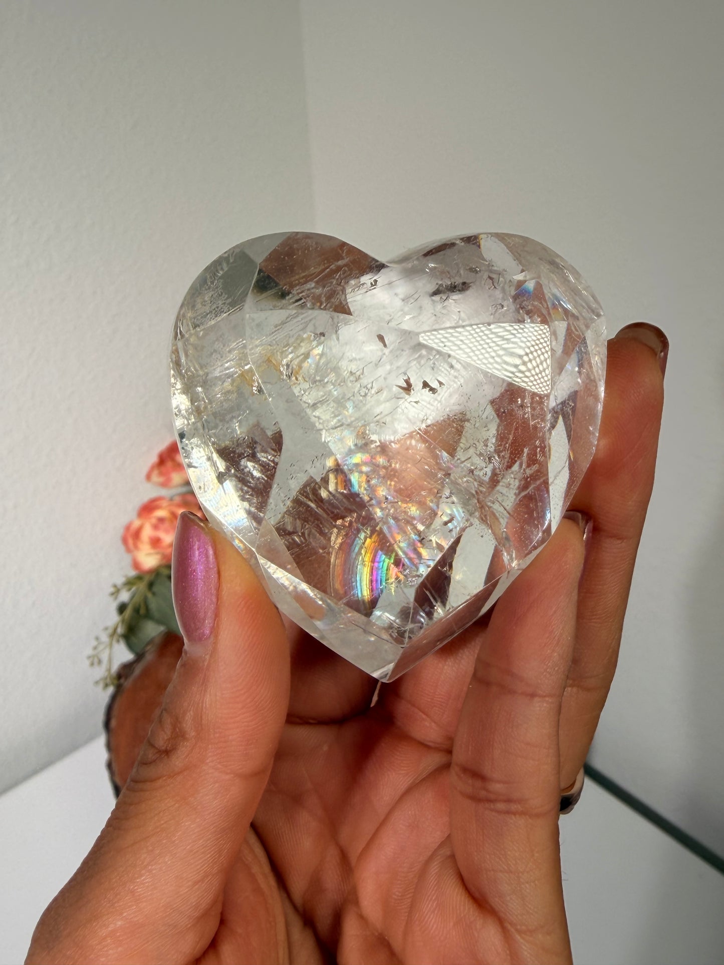 Faceted Clear Quartz Heart 90