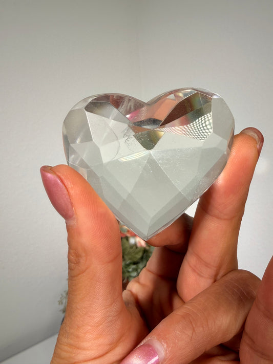 Faceted Clear Quartz Heart 55