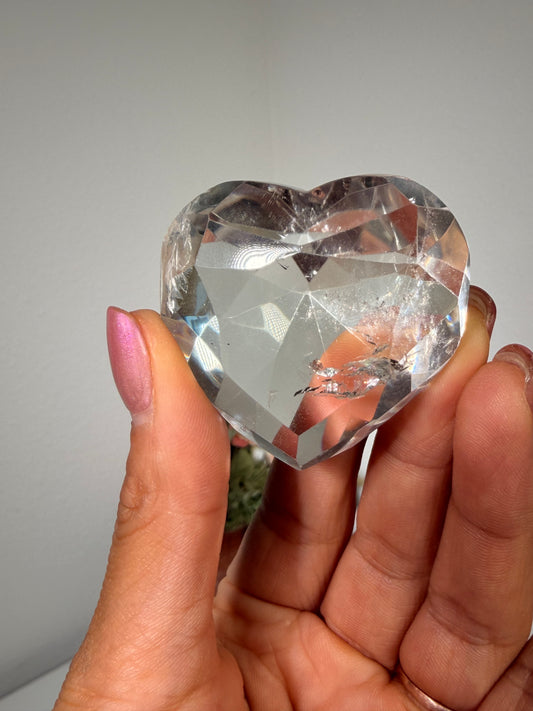 Faceted Clear Quartz Heart 60