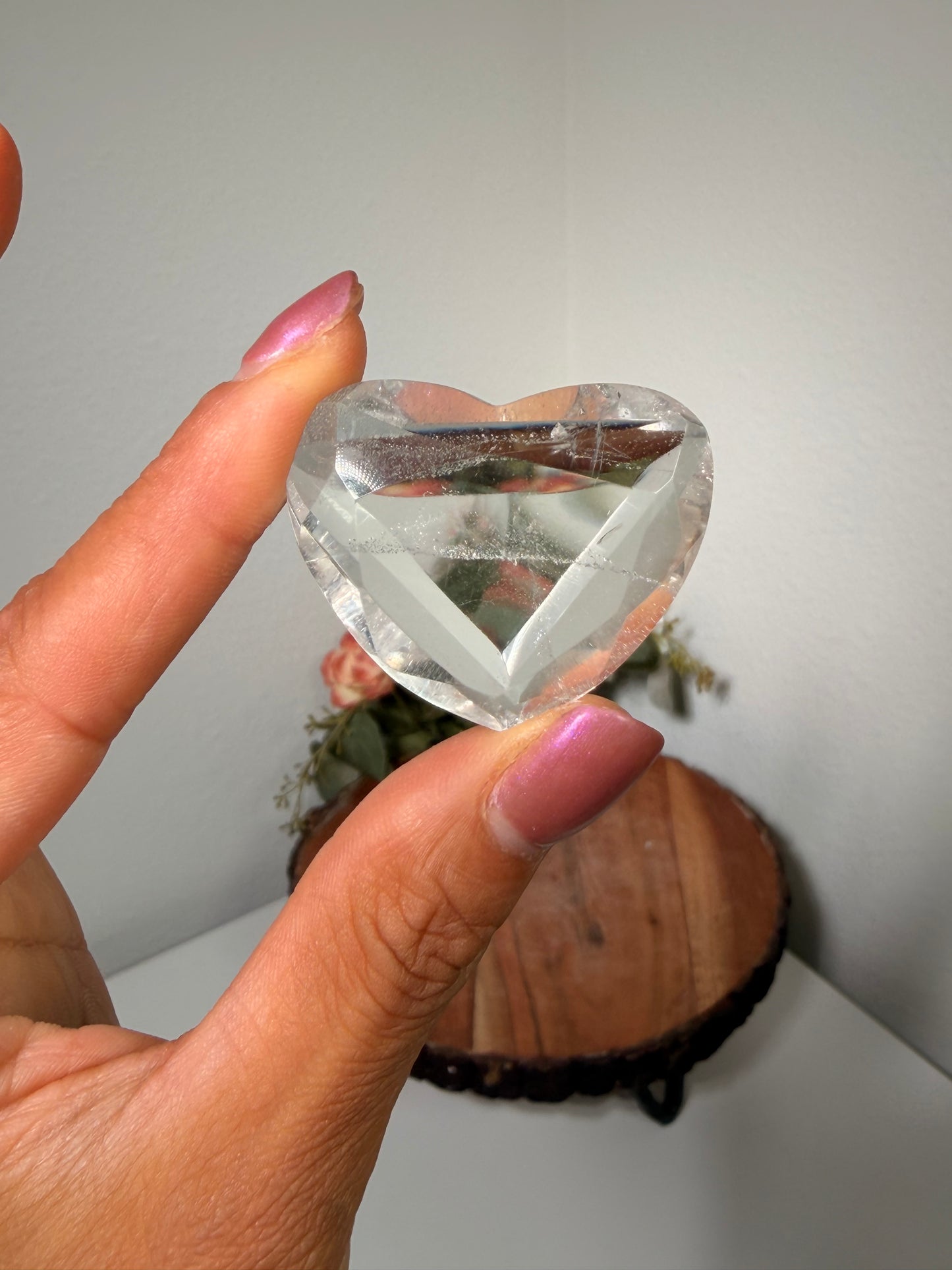 Faceted Clear Quartz Heart 25b