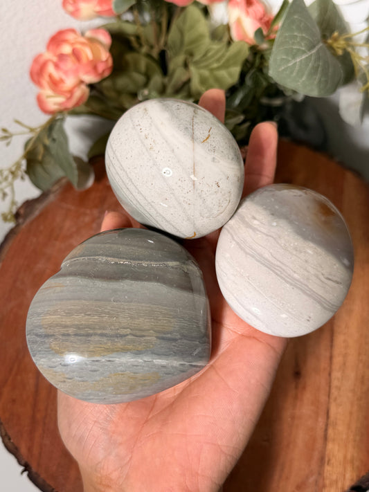 Zebra Sea Jasper Palm & Hearts 12b, 10b, 18b