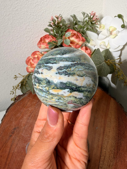 Zebra Jasper + African Bloodstone Sphere 50a