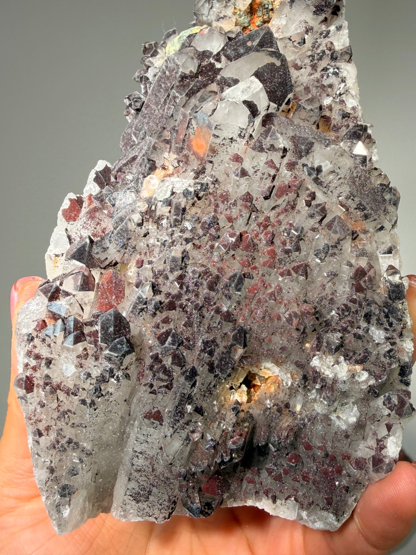 "Smoke on the Water" Sparkly Red & Black Hematite Quartz 215