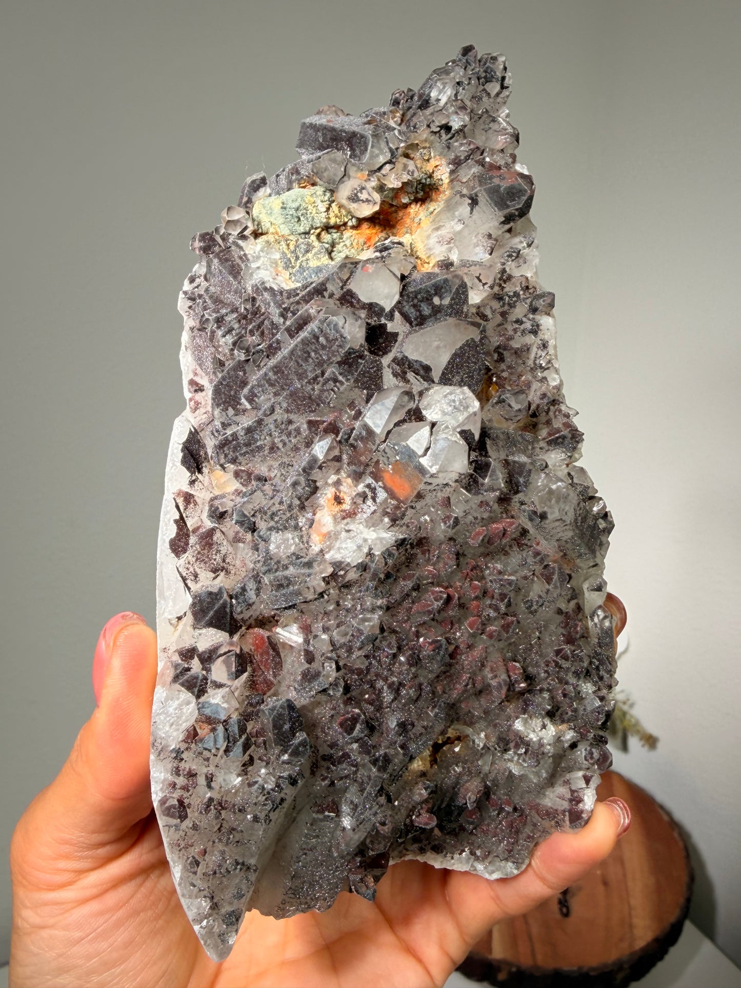 "Smoke on the Water" Sparkly Red & Black Hematite Quartz 215