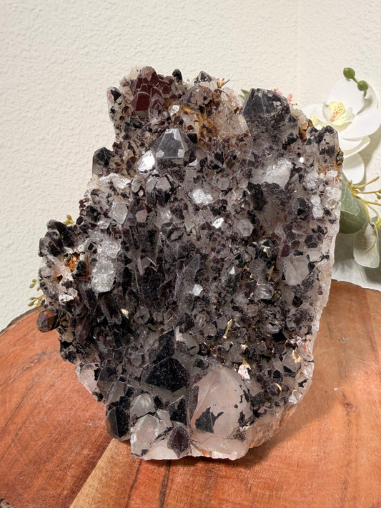 "Smoke on the Water" Sparkly Red & Black Hematite Quartz 275