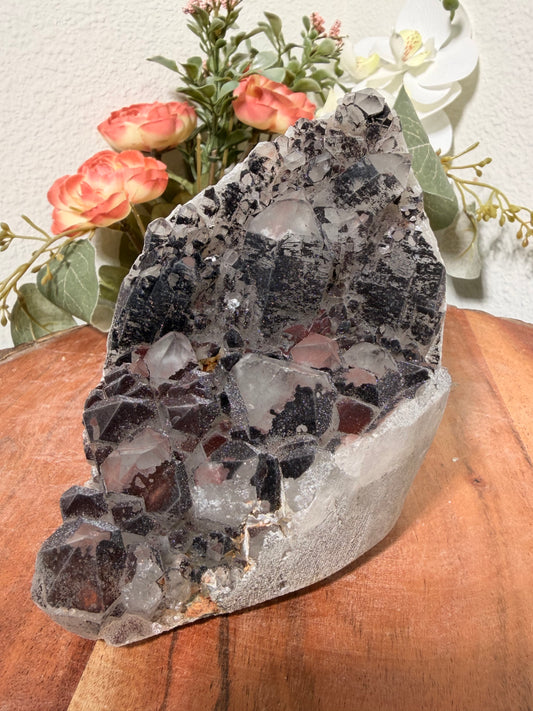 "Smoke on the Water" Sparkly Red & Black Hematite Quartz 171