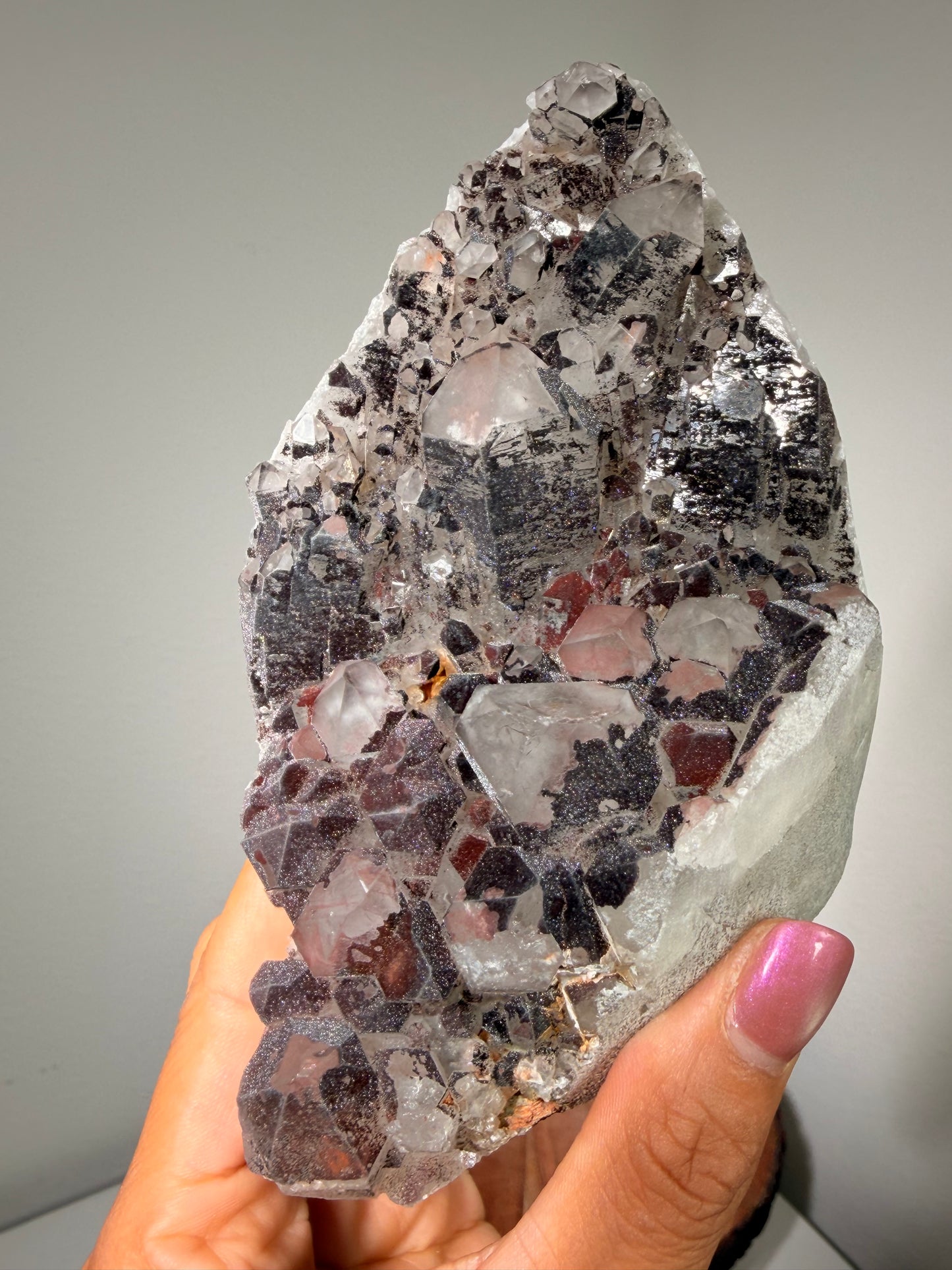 "Smoke on the Water" Sparkly Red & Black Hematite Quartz 171