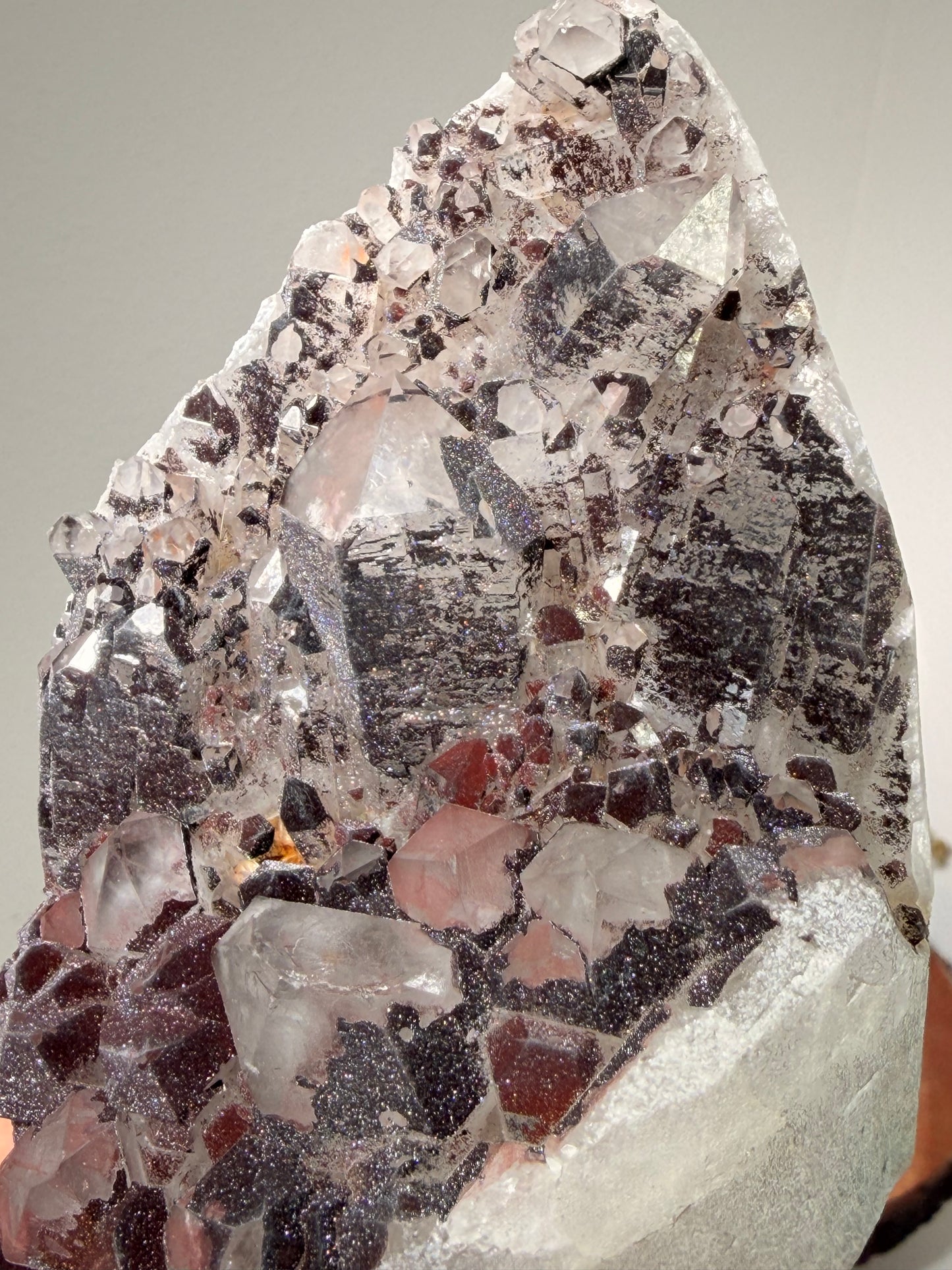 "Smoke on the Water" Sparkly Red & Black Hematite Quartz 171