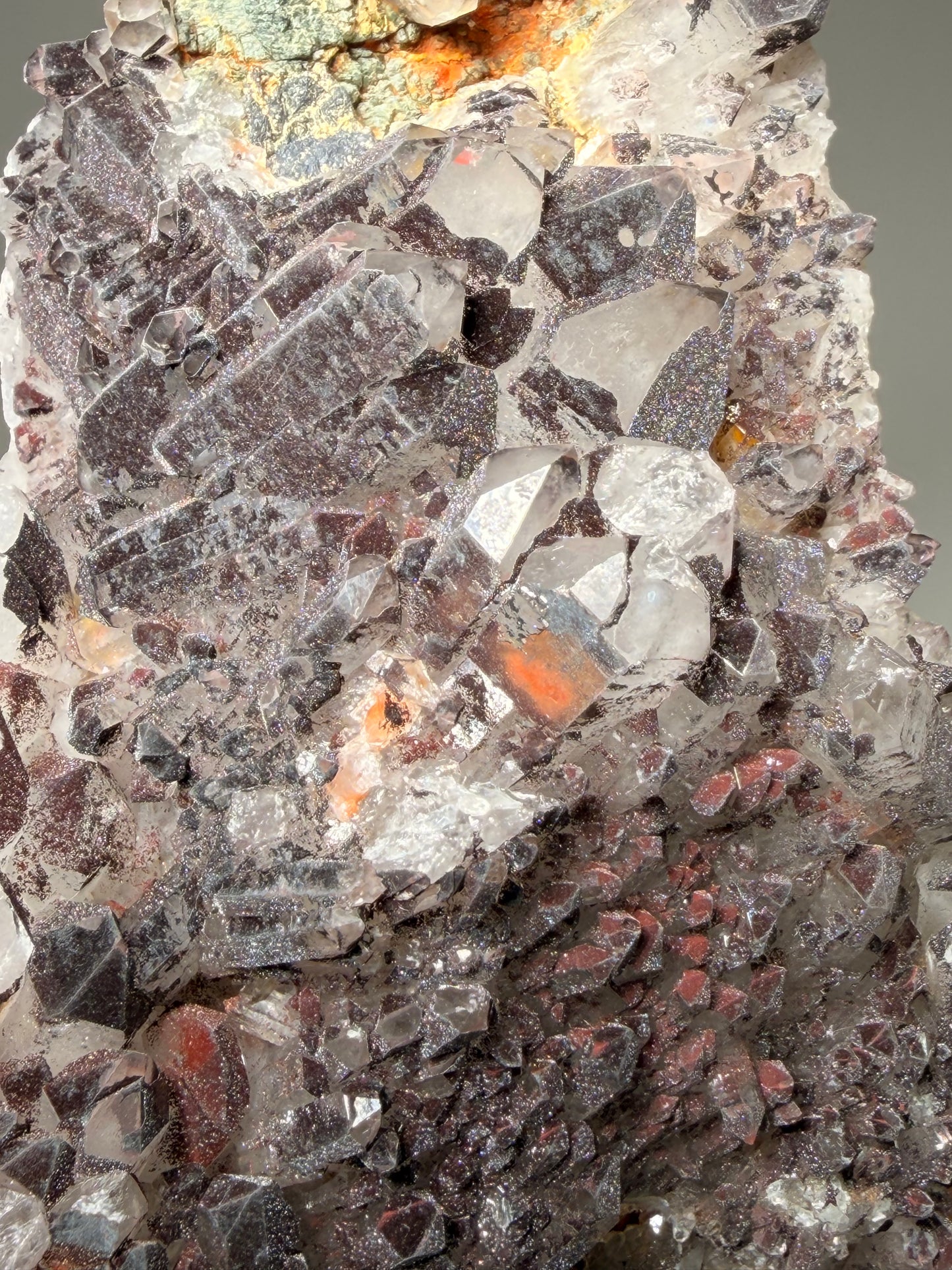 "Smoke on the Water" Sparkly Red & Black Hematite Quartz 215