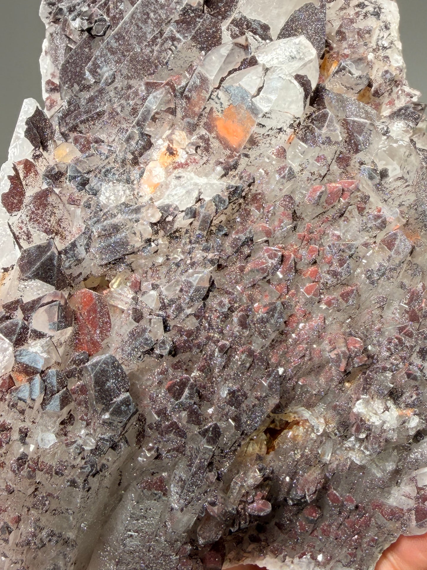 "Smoke on the Water" Sparkly Red & Black Hematite Quartz 215