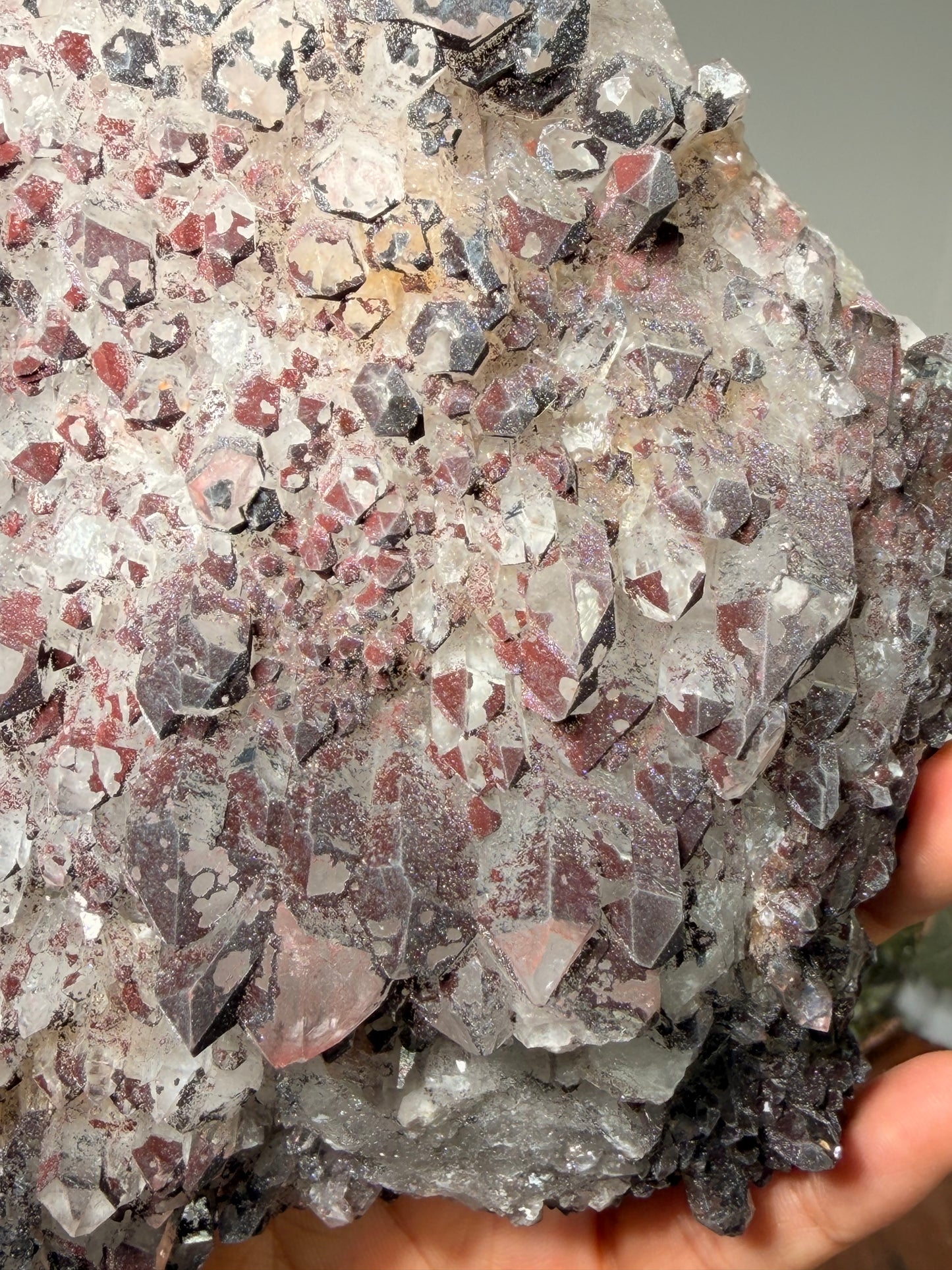 "Smoke on the Water" Sparkly Red & Black Hematite Quartz 171a