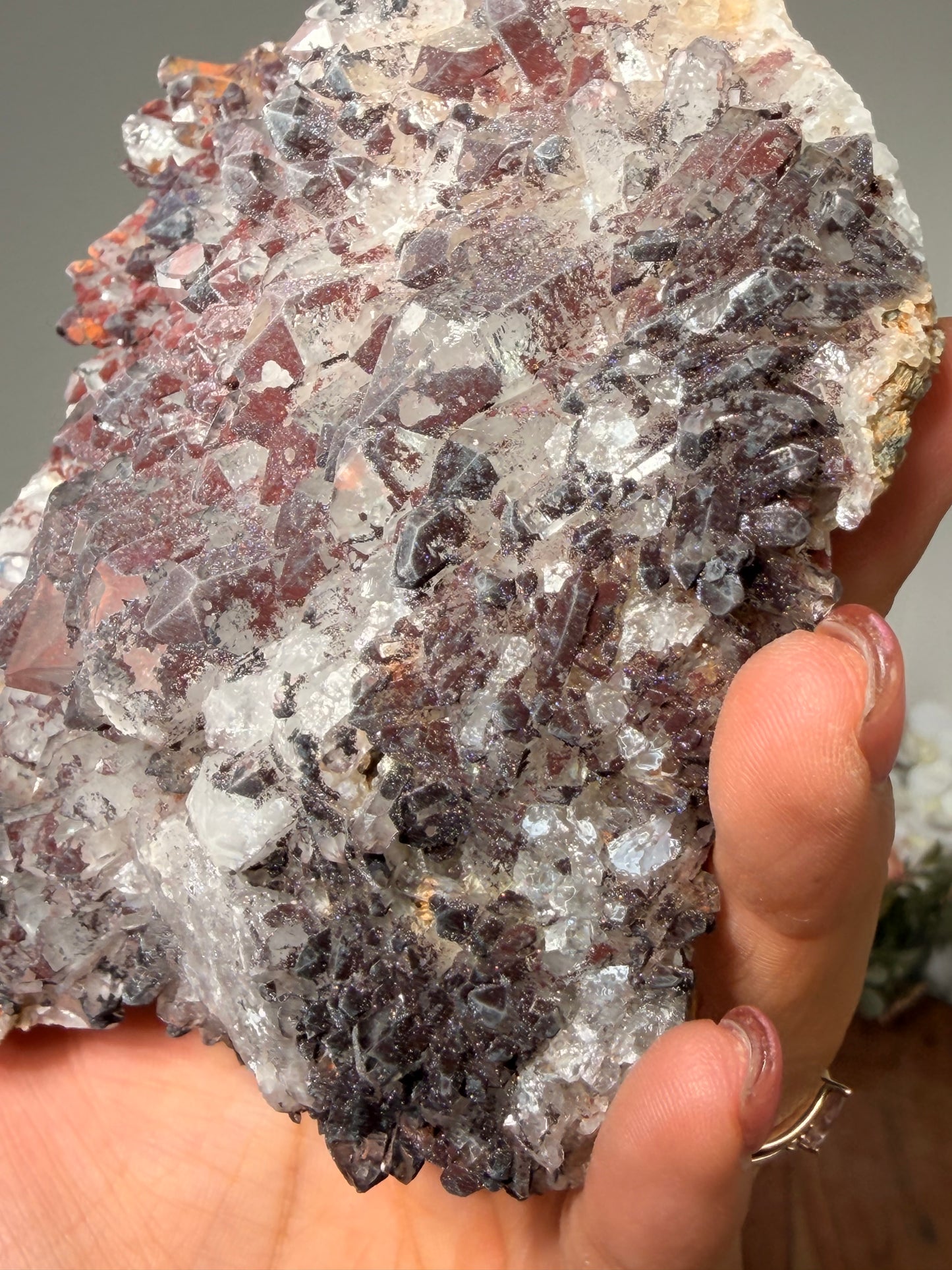 "Smoke on the Water" Sparkly Red & Black Hematite Quartz 171a