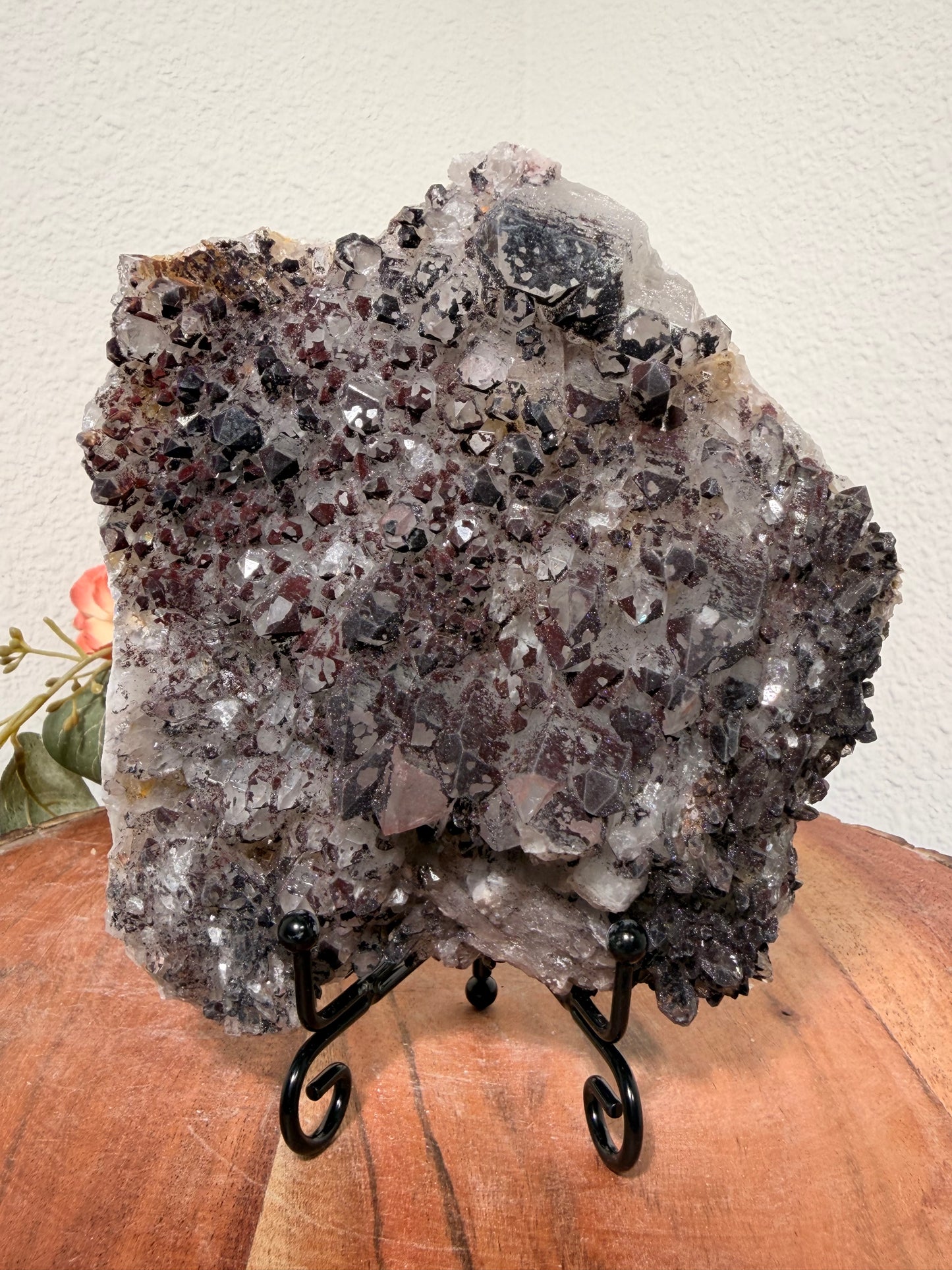"Smoke on the Water" Sparkly Red & Black Hematite Quartz 171a