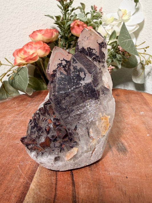 "Smoke on the Water" Sparkly Red & Black Hematite Quartz 71