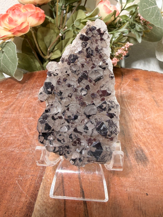 "Smoke on the Water" Sparkly Red & Black Hematite Quartz 23