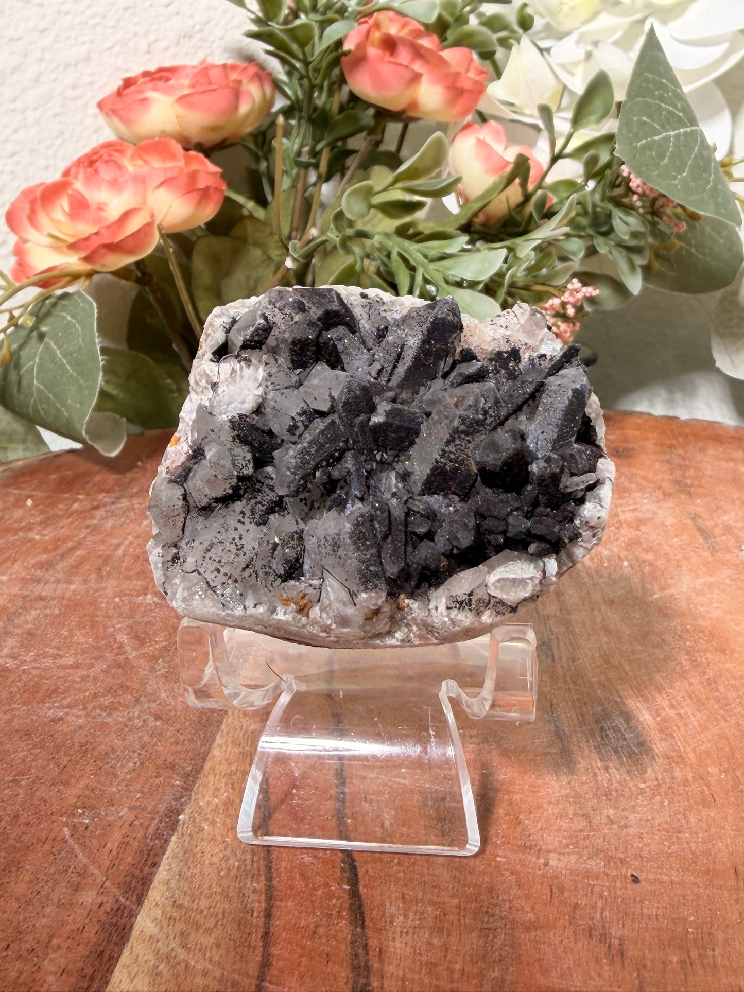 "Smoke on the Water" Sparkly Red & Black Hematite Quartz 42a