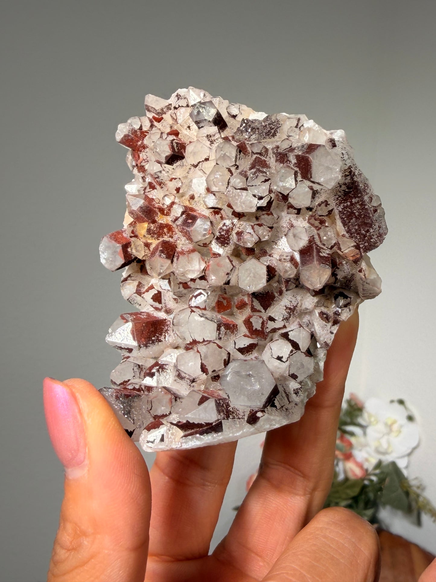 "Smoke on the Water" Sparkly Red & Black Hematite Quartz 42