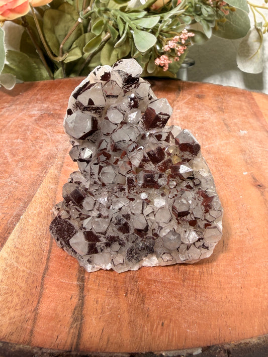 "Smoke on the Water" Sparkly Red & Black Hematite Quartz 42