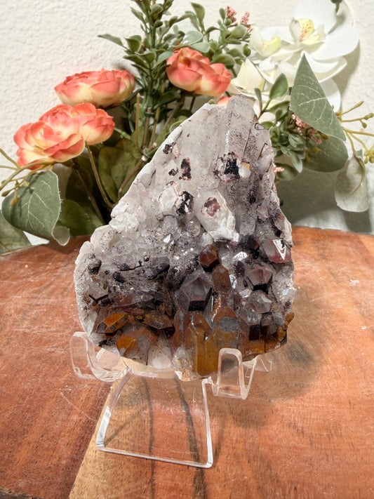 "Smoke on the Water" Sparkly Red & Black Hematite Quartz 31