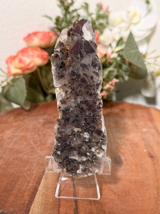 "Smoke on the Water" Sparkly Red & Black Hematite Quartz 36