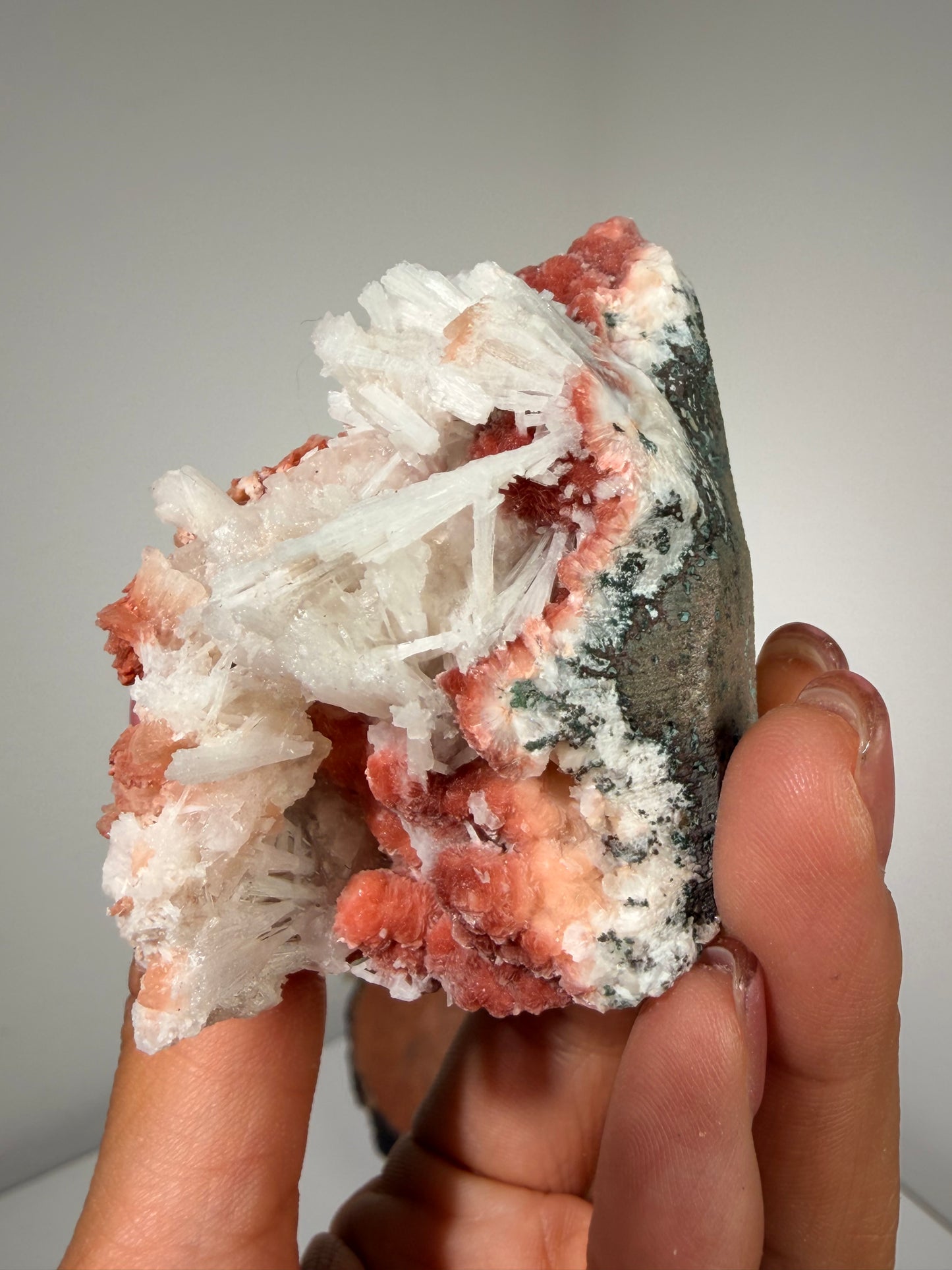 Red Thomsonite with Scolecite and Caclite 100