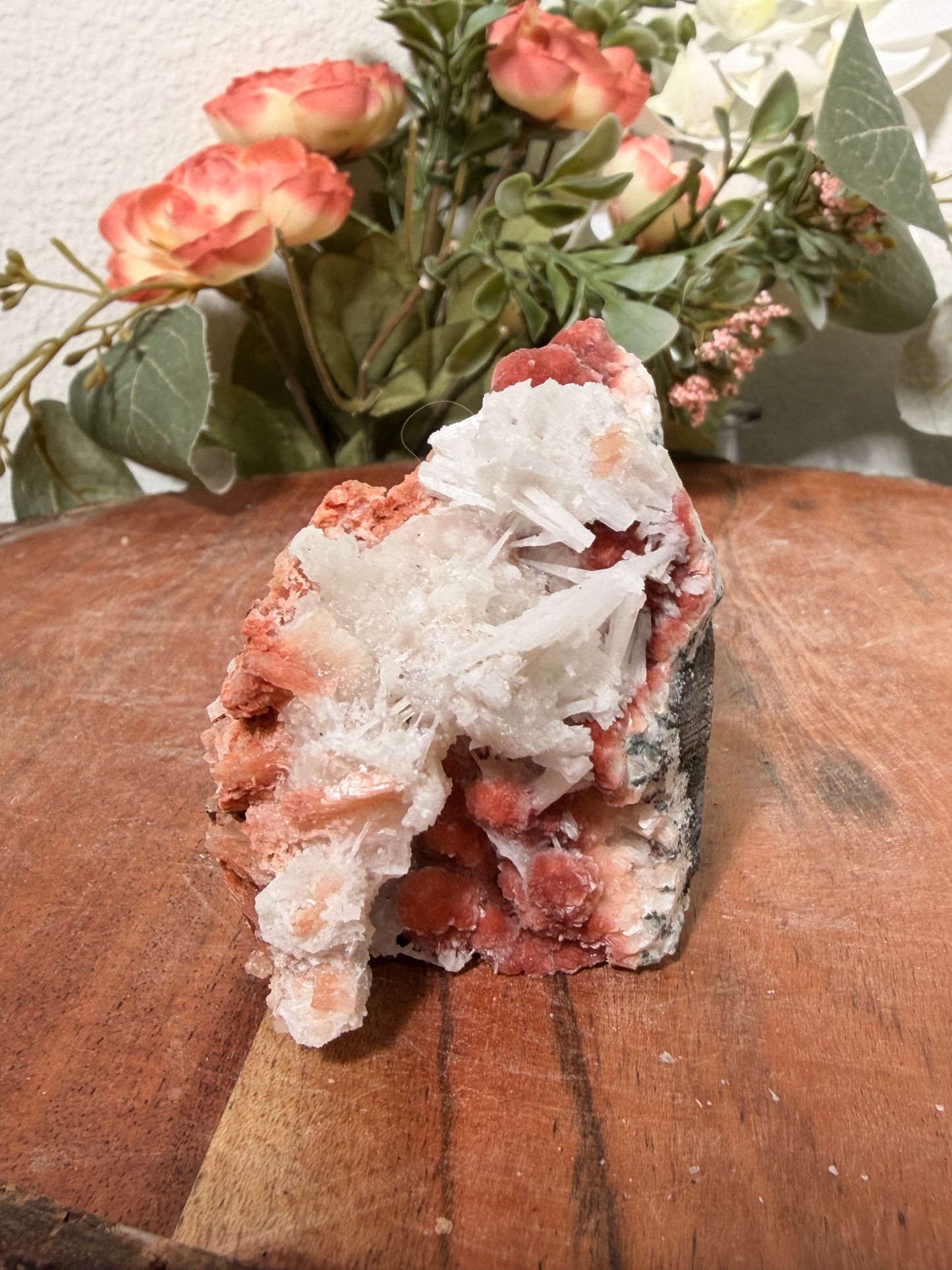 Red Thomsonite with Scolecite and Caclite 100