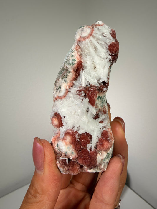 Red Thomsonite with Scolecite and Caclite 99K