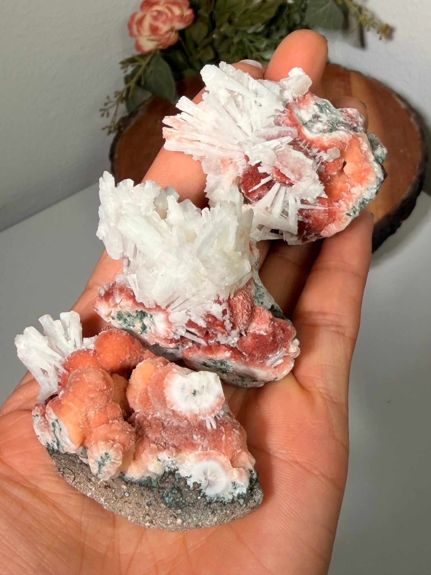 Red Thomsonite with Scolecite and Caclite 40a, 30a, 22a
