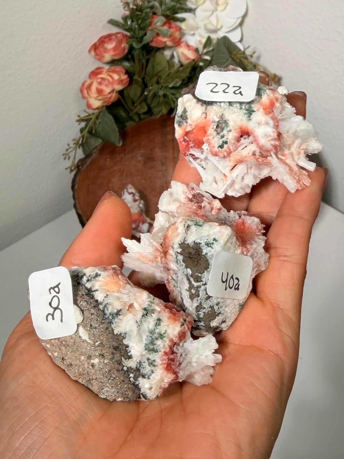 Red Thomsonite with Scolecite and Caclite 40a, 30a, 22a