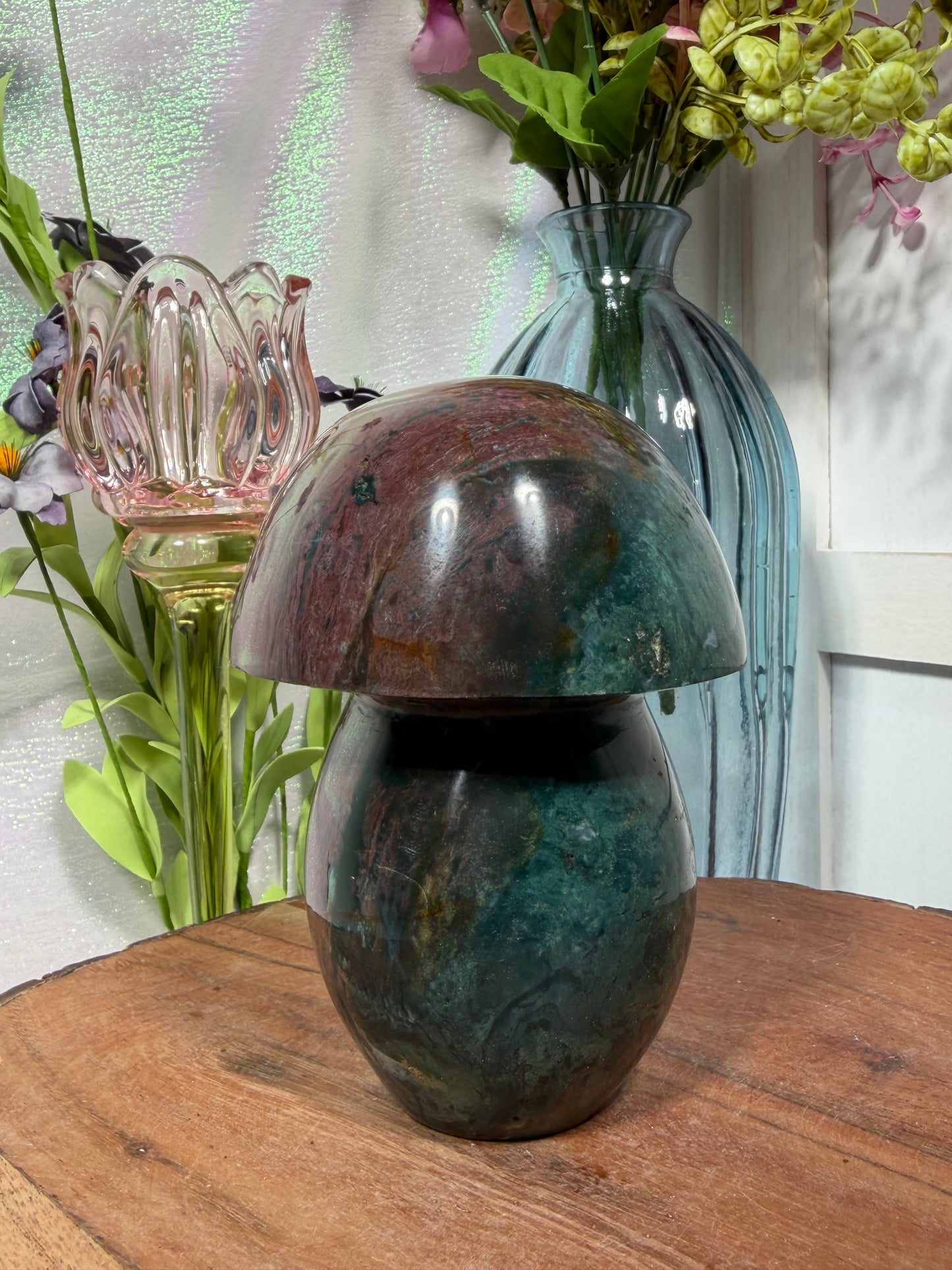 Ocean Jasper Teal & Red Mushroom 97
