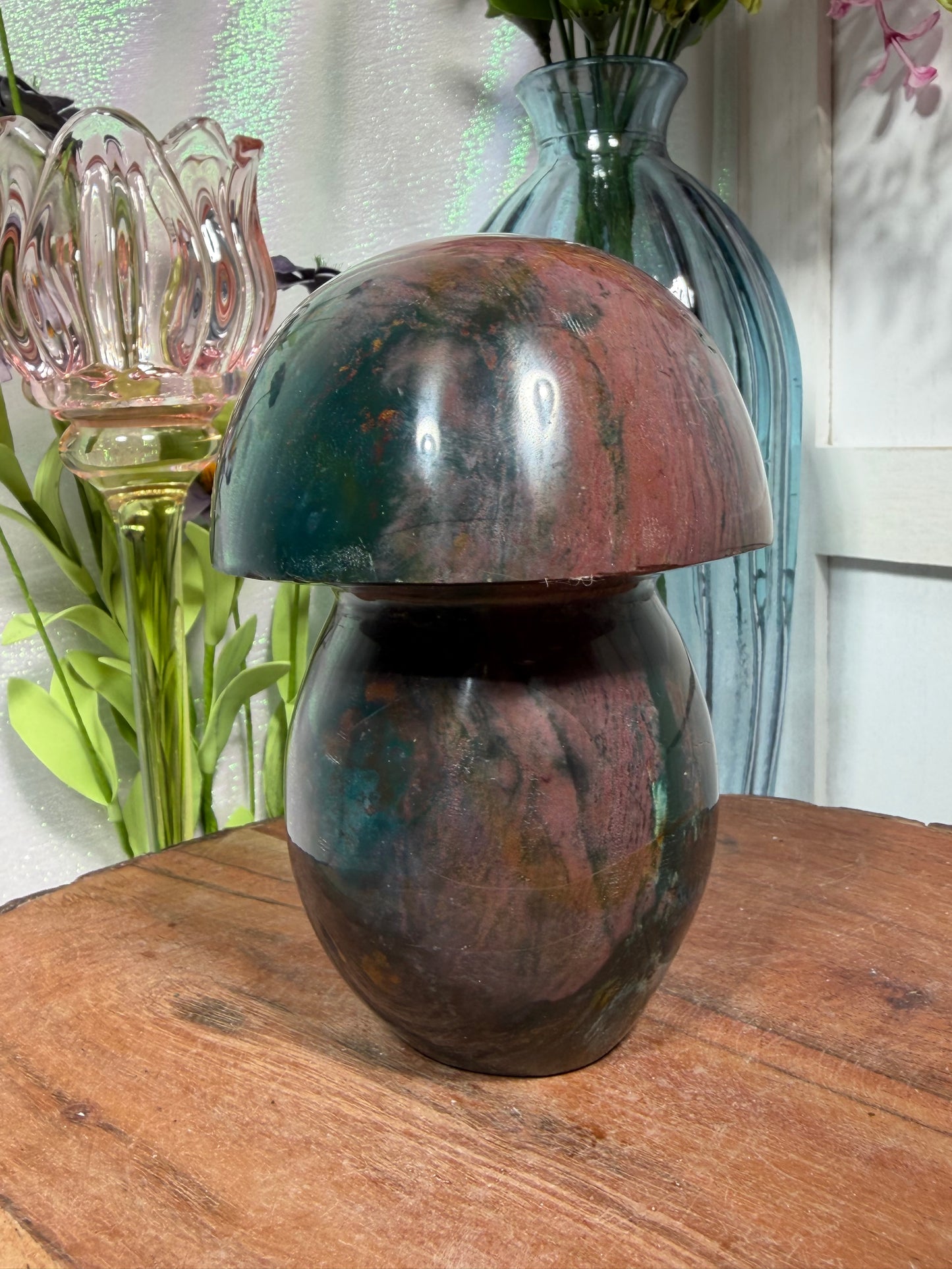 Ocean Jasper Teal & Red Mushroom 97