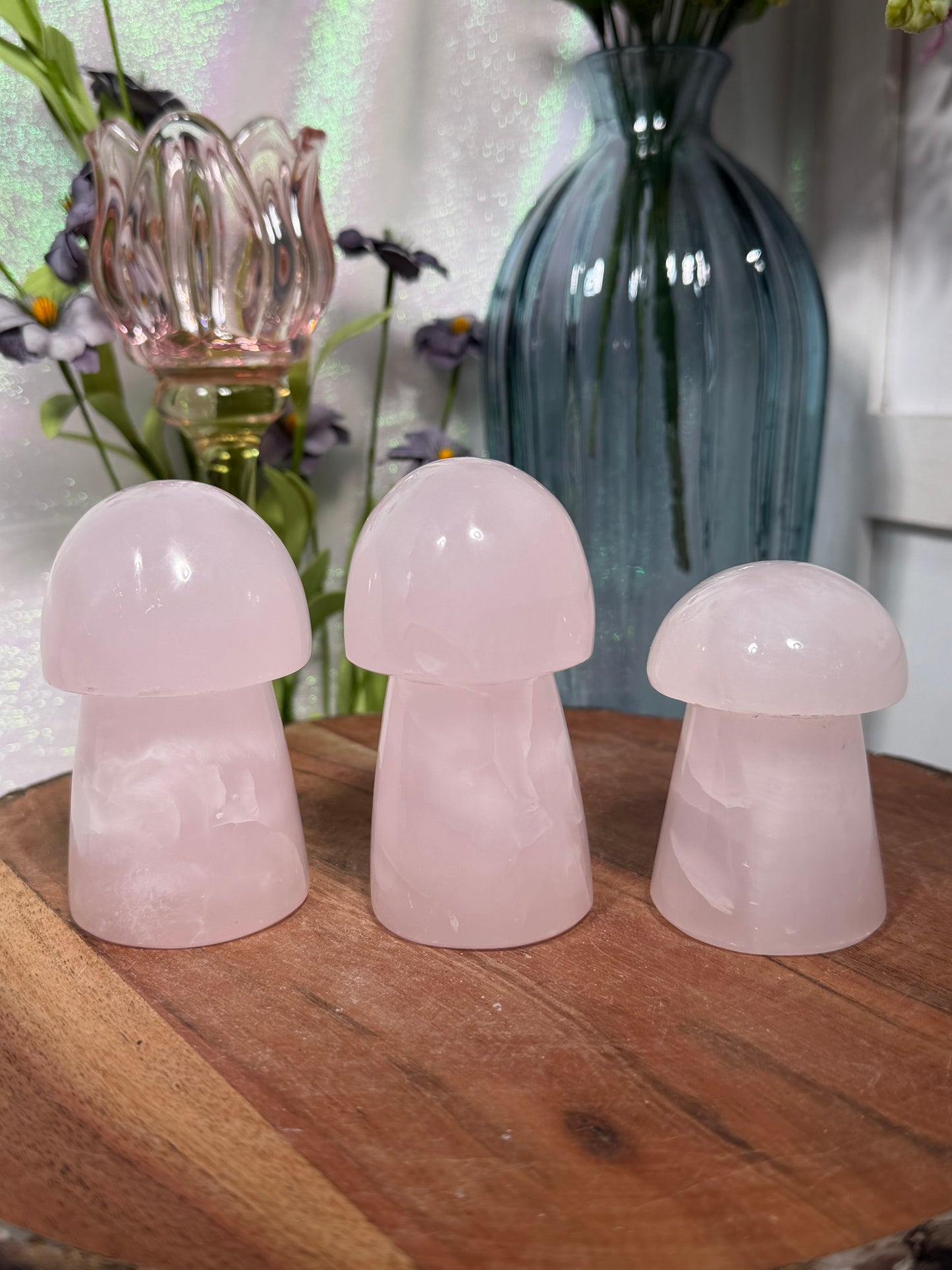 Pink Calcite Mushrooms