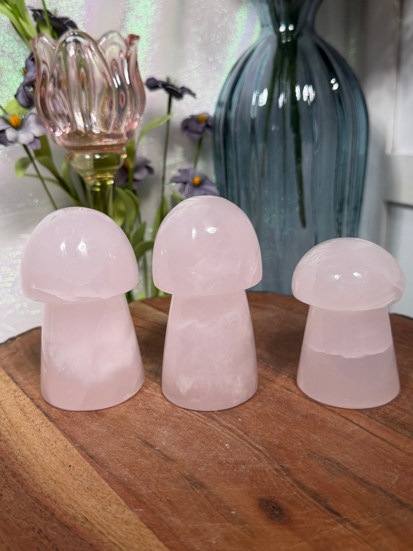 Pink Calcite Mushrooms