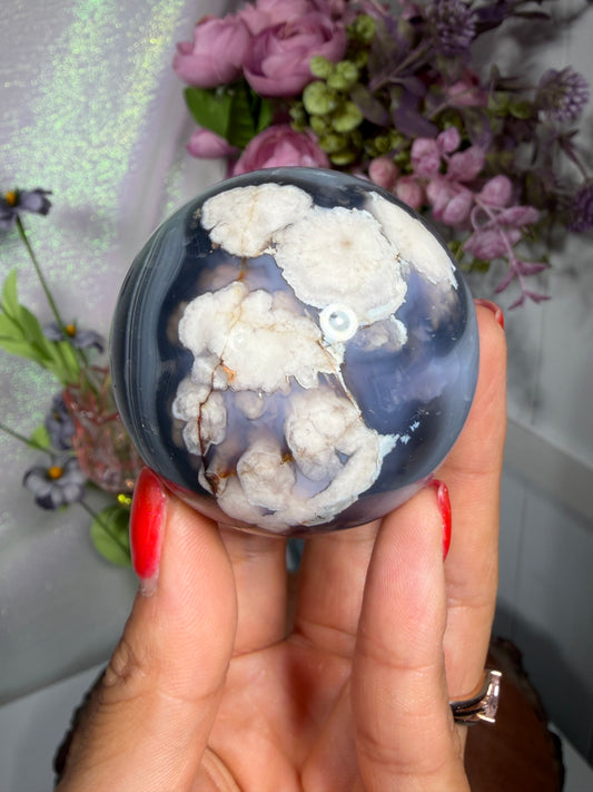 Blue Flower Agate Sphere 70