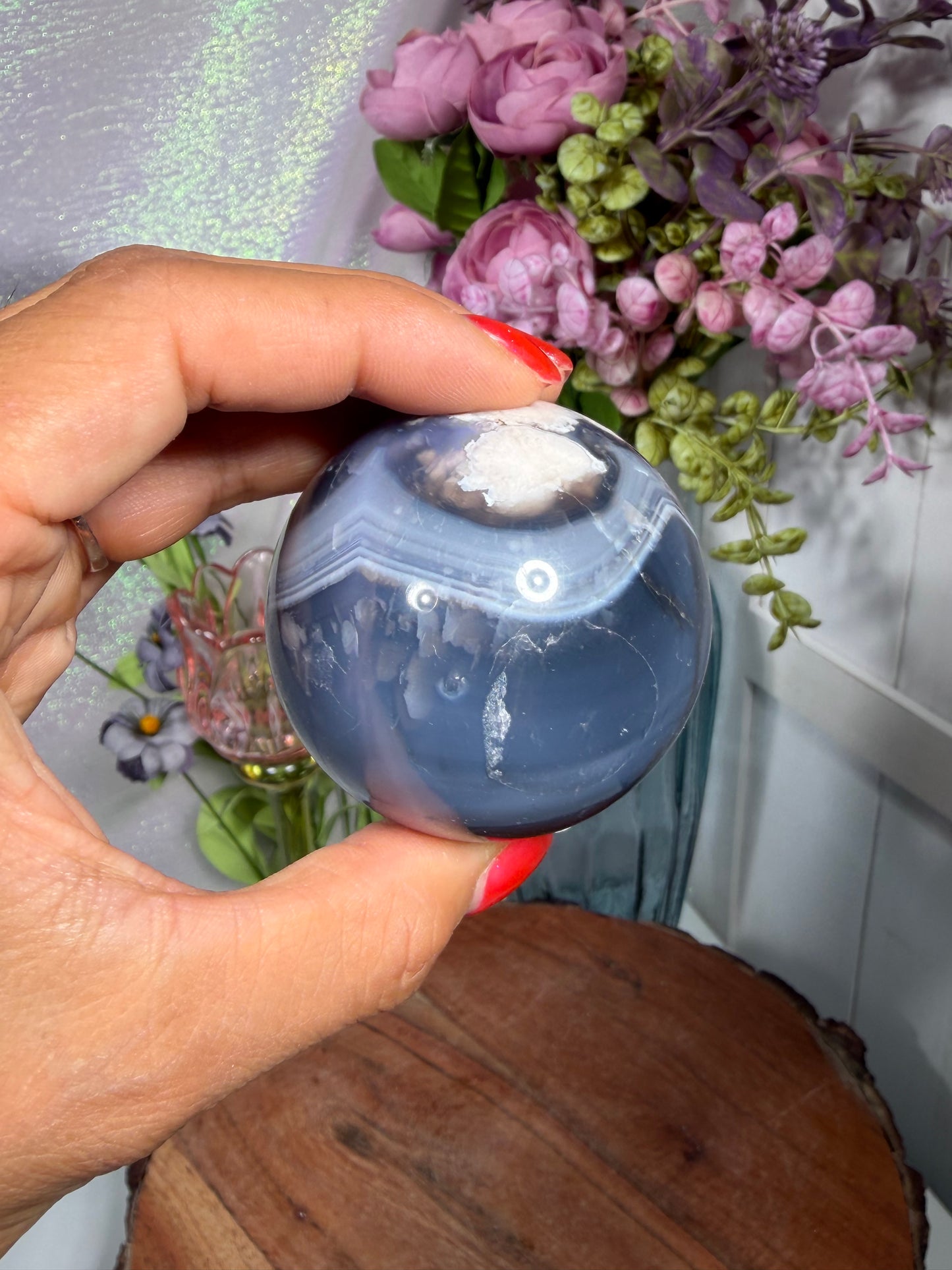 Blue Flower Agate Sphere 70