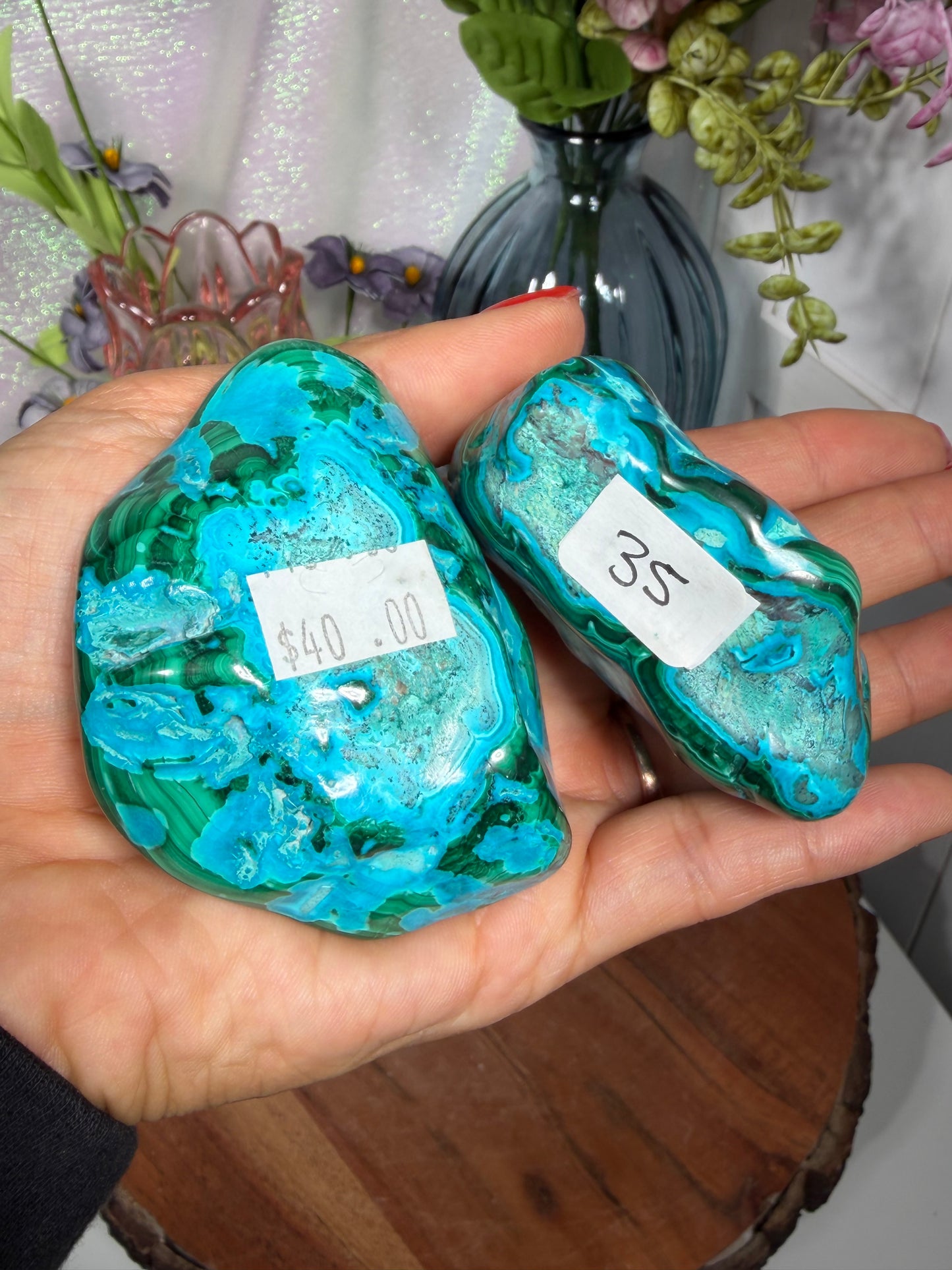 Chrysocolla malachite tumbles